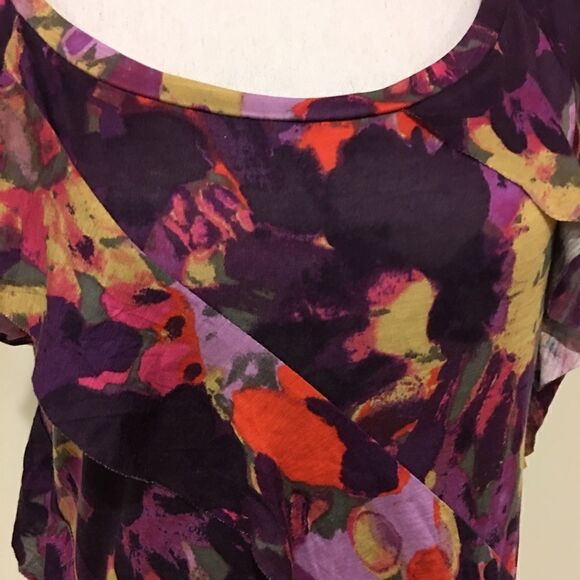 Banana Republic Short Sleeve Ruffled Top Small - Picture 1 of 4